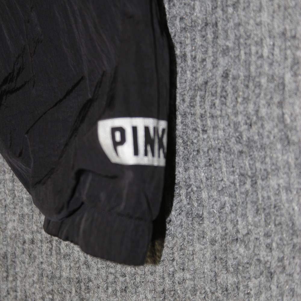 PINK Victoria's Secret Windbreaker Womens XS‎ Black Hooded Full Zip Jacket - Picture 7 of 10